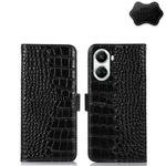 For Huawei nova 10 SE Crocodile Top Layer Cowhide Leather Phone Case(Black)