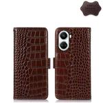 For Huawei nova 10 SE Crocodile Top Layer Cowhide Leather Phone Case(Brown)
