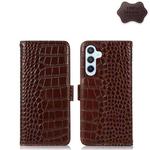 For Samsung Galaxy A54 5G Crocodile Top Layer Cowhide Leather Phone Case(Brown)