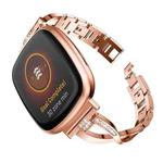For Fitbit Versa 4 / Sense 2 Universal  Diamond Metal Watch Band(Rose Gold)