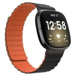 For Fitbit Versa 4 / Sense 2 Universal Magnetic Silicone Watch Band(Black Orange)