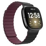 For Fitbit Versa 4 / Sense 2 Universal Magnetic Silicone Watch Band(Black Wine Red)