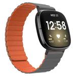 For Fitbit Versa 4 / Sense 2 Universal Magnetic Silicone Watch Band(Grey Orange)