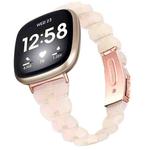 For Fitbit Versa 4 / Sense 2 Universal Rhombus Resin Watch Band(Mermaid Pink)