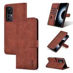 For Xiaomi 12T / 12T Pro / Redmi K50 Ultra AZNS Skin Feel Calf Texture Flip Leather Phone Case(Brown)