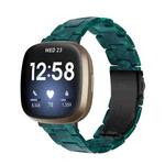 For Fitbit Versa 3 / Sense Universal Resin Watch Band(Dark Green Flower)
