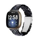 For Fitbit Versa 3 / Sense Universal Resin Watch Band(Shiny Black)