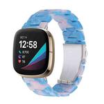 For Fitbit Versa 4 / Sense 2 Universal Resin Watch Band(Blue Pink)