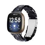 For Fitbit Versa 4 / Sense 2 Universal Resin Watch Band(Shiny Black)