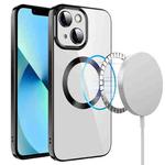 For iPhone 14 Plus Electroplating MagSafe TPU Phone Case with Lens Film(Black)