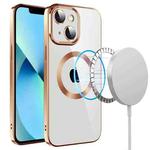 For iPhone 13 Electroplating MagSafe TPU Phone Case with Lens Film(Gold)