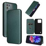 For Blackview A55 Pro Carbon Fiber Texture Horizontal Flip PU Phone Case(Green)