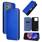 For Blackview A55 Pro Carbon Fiber Texture Horizontal Flip PU Phone Case(Blue)