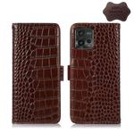 For Motorola Moto G72 Magnetic Crocodile Texture Genuine Leather RFID Phone Case(Brown)