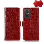 For Xiaomi Redmi 11 Prime 4G Magnetic Crocodile Texture Genuine Leather RFID Phone Case(Red)