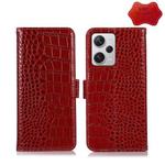 For Xiaomi Redmi Note 12 Pro+ China Magnetic Crocodile Texture Genuine Leather RFID Phone Case(Red)