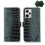 For Xiaomi Redmi Note 12 Pro+ China Magnetic Crocodile Texture Genuine Leather RFID Phone Case(Green)