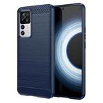 For Xiaomi 12T Pro Brushed Texture Carbon Fiber TPU Phone Case(Blue)