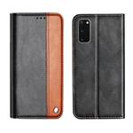 For Galaxy S20 Business Solid Color Stitching Horizontal Flip Leather Case with Holder & Card Slots(Brown)