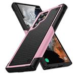 For Samsung Galaxy S22 Ultra 5G PC + TPU Shockproof Protective Phone Case(Pink+Black)