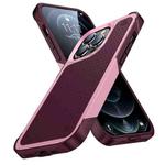 For iPhone 12 Pro PC + TPU Shockproof Protective Phone Case(Pink+Dark Red)