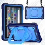 For Amazon Kindle Fire 7 2022 Silicone + PC Bracelet Holder Tablet Case(Navy Blue + Blue)