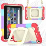 For Amazon Kindle Fire 7 2022 Silicone + PC Bracelet Holder Tablet Case(Bright Red)