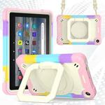 For Amazon Kindle Fire 7 2022 Silicone + PC Bracelet Holder Tablet Case(Bright Pink)