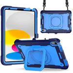 For iPad 10th Gen 10.9 2022 Silicone + PC Bracelet Holder Tablet Case(Navy Blue + Blue)