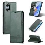 For OPPO A17 AZNS Magnetic Calf Texture Flip Leather Phone Case(Dark Green)
