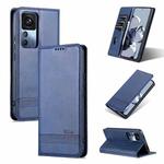 For Xiaomi 12T / 12T Pro / Redmi K50 Ultra AZNS Magnetic Calf Texture Flip Leather Phone Case(Dark Blue)
