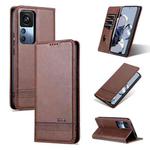 For Xiaomi 12T / 12T Pro / Redmi K50 Ultra AZNS Magnetic Calf Texture Flip Leather Phone Case(Dark Brown)