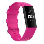 18mm Silver Color Buckle TPU Wrist Strap Watch Band for Fitbit Charge 4 / Charge 3 / Charge 3 SE, Size: S(Rose Red)
