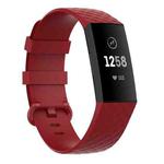 18mm Silver Color Buckle TPU Wrist Strap Watch Band for Fitbit Charge 4 / Charge 3 / Charge 3 SE, Size: L(Red)