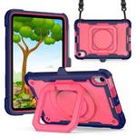 For iPad mini 6 Silicone + PC Bracelet Holder Tablet Case(Navy Blue + Rose Red)
