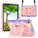 For iPad mini 6 Silicone + PC Bracelet Holder Tablet Case(Bright Rose Gold)
