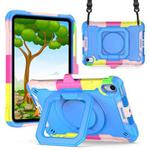 For iPad mini 6 Silicone + PC Bracelet Holder Tablet Case(Camouflage + Blue)