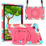 For Samsung Galaxy Tab A8 10.5 2021 Silicone + PC Bracelet Holder Tablet Case(Camouflage + Rose Red)