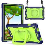 For Samsung Galaxy Tab A8 10.5 2021 Silicone + PC Bracelet Holder Tablet Case(Navy Blue + Yellow Green)