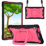 For Lenovo Tab M10 HD 2nd Gen Silicone + PC Bracelet Holder Tablet Case(Black + Rose Red)