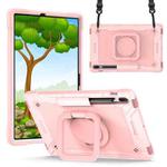 For Samsung Galaxy Tab S7+ / S8+ / S7 FE Silicone + PC Bracelet Holder Tablet Case(Rose Gold)