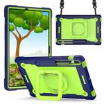 For Samsung Galaxy Tab S7+ / S8+ / S7 FE Silicone + PC Bracelet Holder Tablet Case(Navy Blue + Yellow Green)