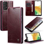 For Samsung Galaxy A33 5G CaseMe 003 Crazy Horse Texture Leather Phone Case(Wine Red)