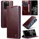For Samsung Galaxy S20 Ultra CaseMe 003 Crazy Horse Texture Leather Phone Case(Wine Red)