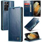 For Samsung Galaxy S21 Ultra 5G CaseMe 003 Crazy Horse Texture Leather Phone Case(Blue)