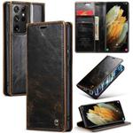 For Samsung Galaxy S21 Ultra 5G CaseMe 003 Crazy Horse Texture Leather Phone Case(Coffee)