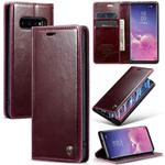 For Samsung Galaxy S10 CaseMe 003 Crazy Horse Texture Leather Phone Case(Wine Red)