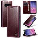 For Samsung Galaxy S10+ CaseMe 003 Crazy Horse Texture Leather Phone Case(Wine Red)