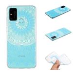 For Huawei Honor 9A Coloured Drawing Pattern Transparent TPU Case(Blue Flower)
