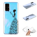 For Huawei Honor 30S Coloured Drawing Pattern Transparent TPU Case(Butterflies and Girl)